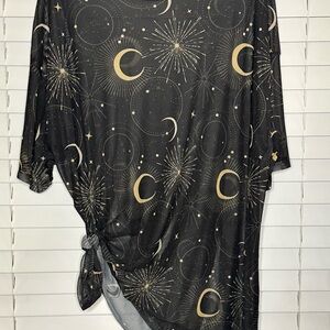 Witchy Sheer Celestial Black and Gold Tunic